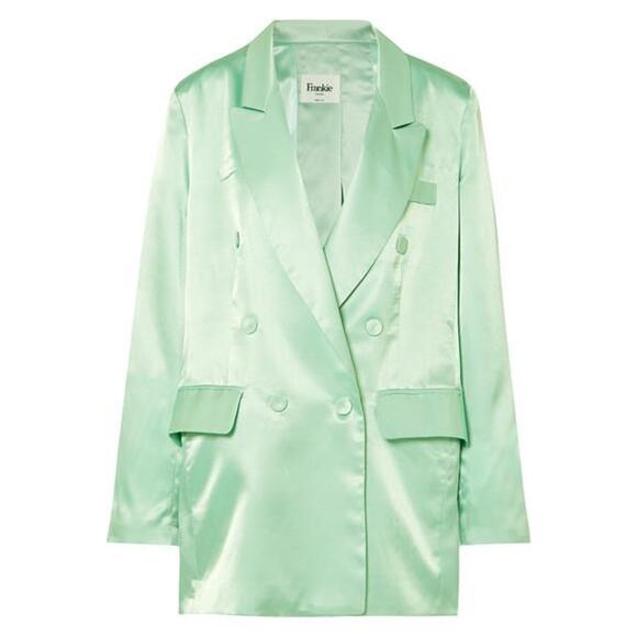 THE FRANKIE SHOP Karen Satin Mint Double Breasted Blazer US XS - Picture 1 of 12